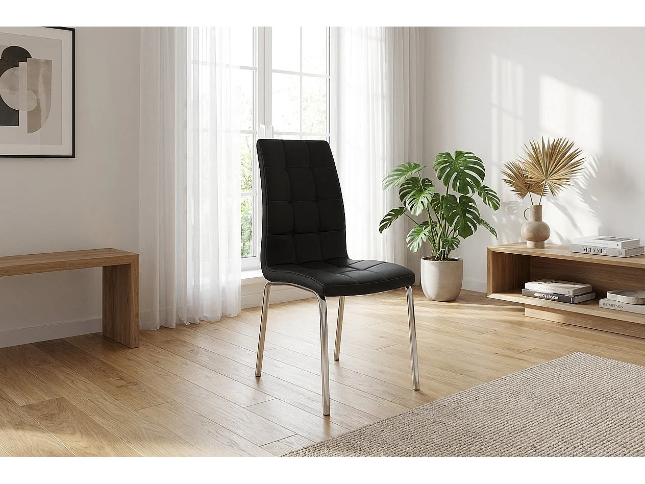 Lot de 6 chaises EMMA simili cuir - Noir