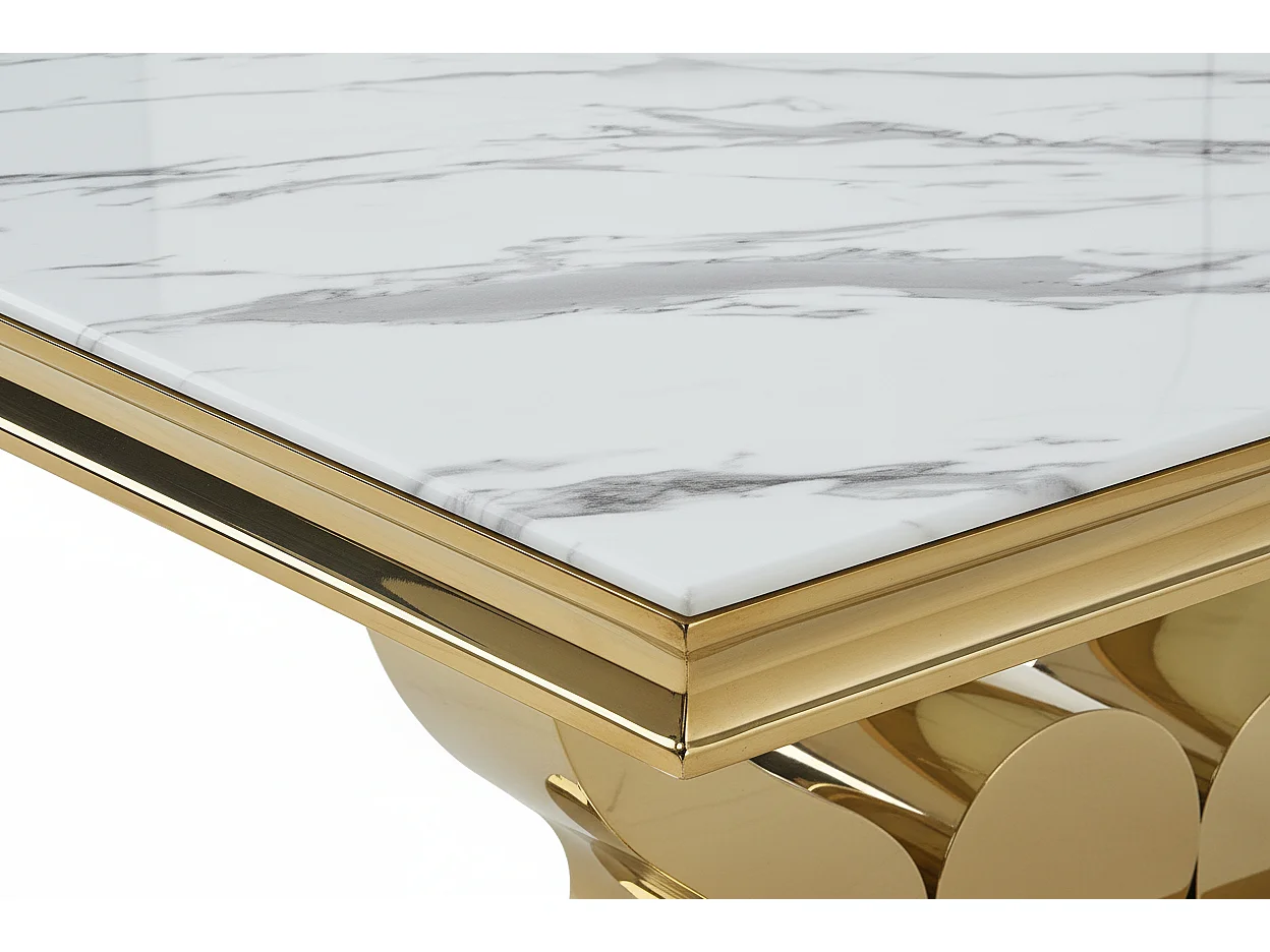 Table Basse Rectangle Verre Trempé Marbré Blanc 120x70cm TROFY