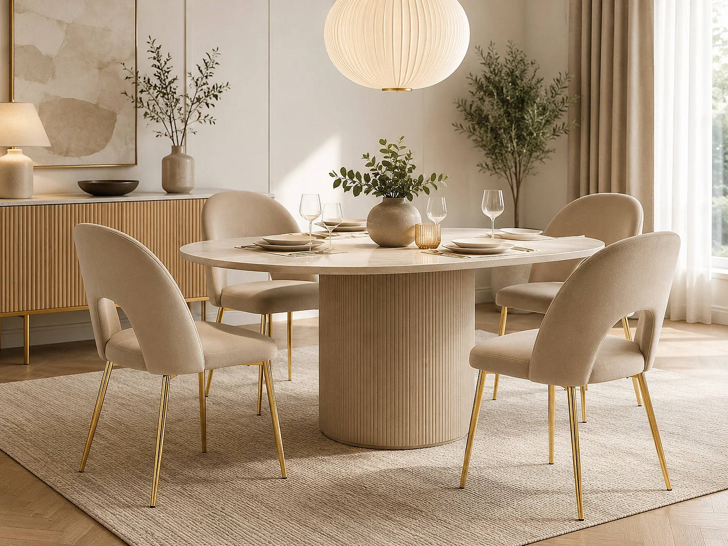 Lot de 4 chaises TEDDY Gold velours - Taupe