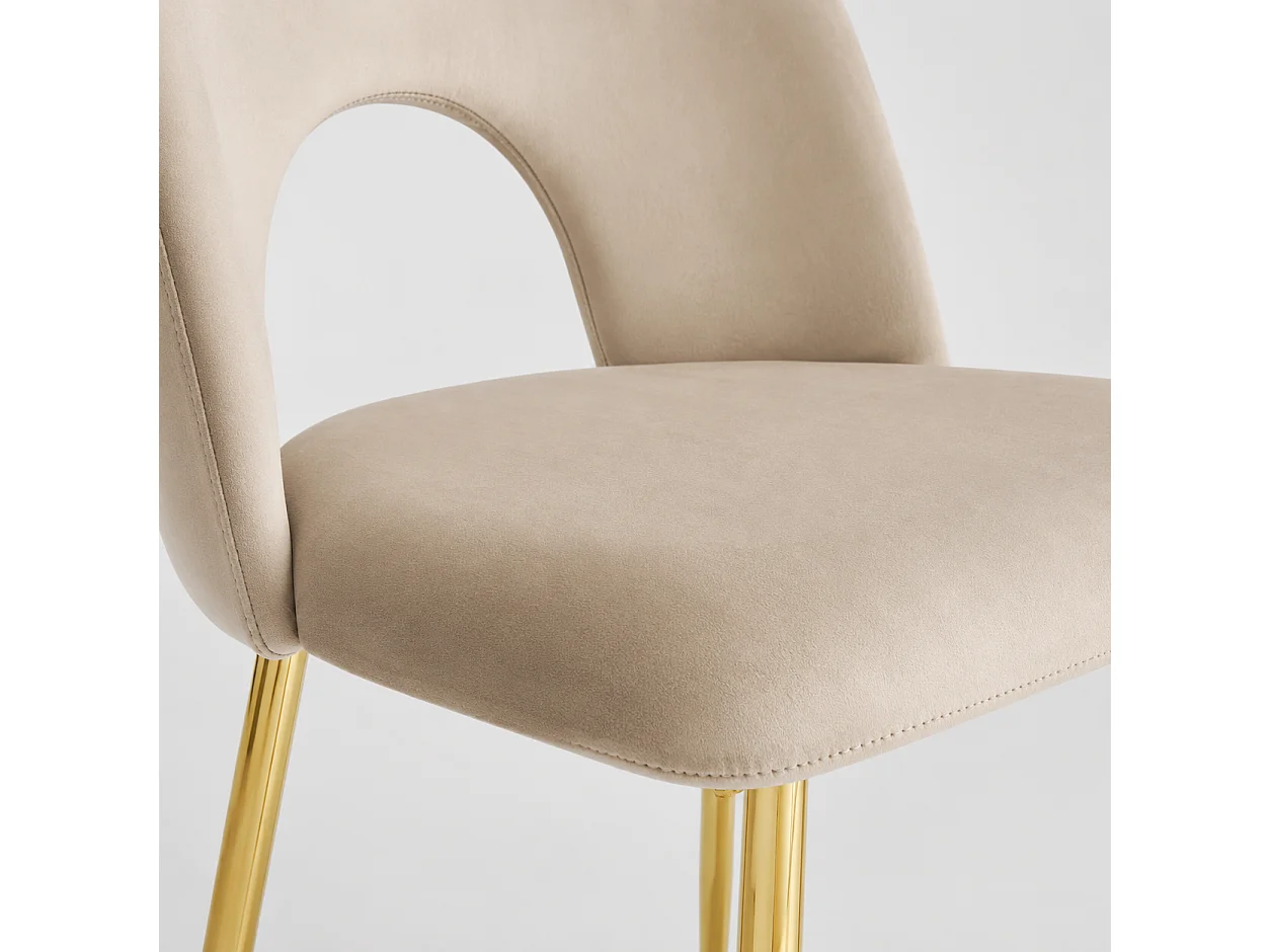 Lot de 4 chaises TEDDY Gold velours - Taupe