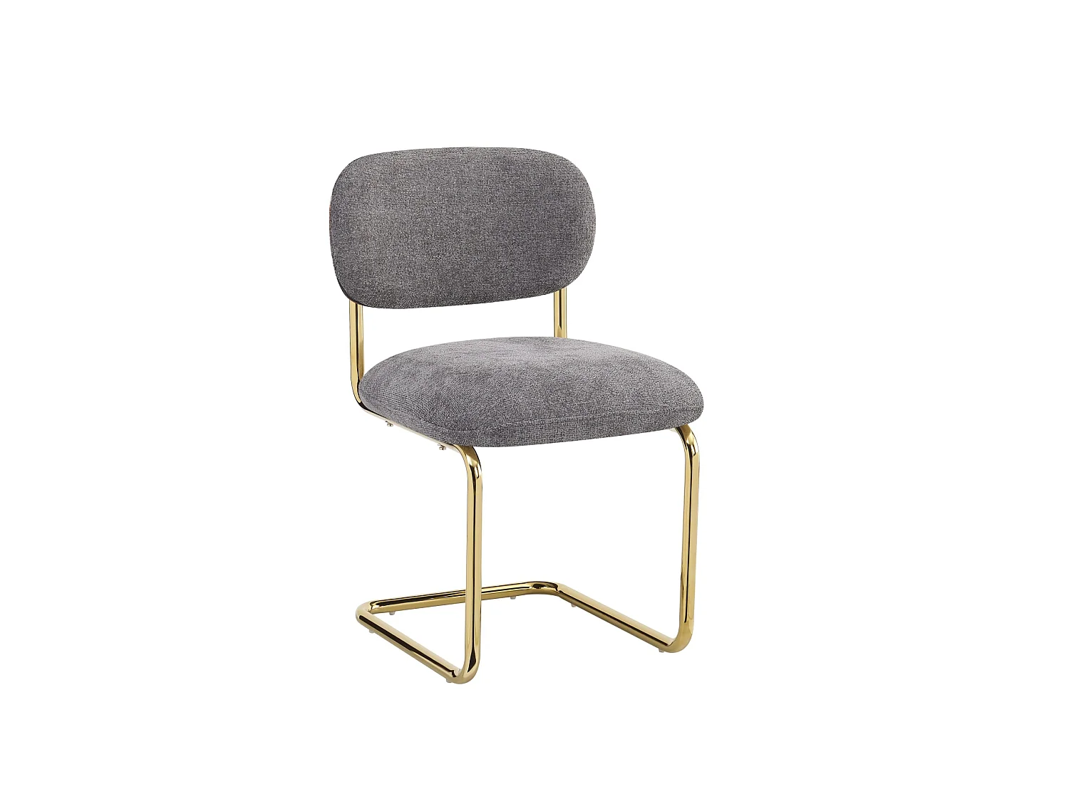 Lot de 4 chaises salle à manger tissu anthracite, pied doré - ARC