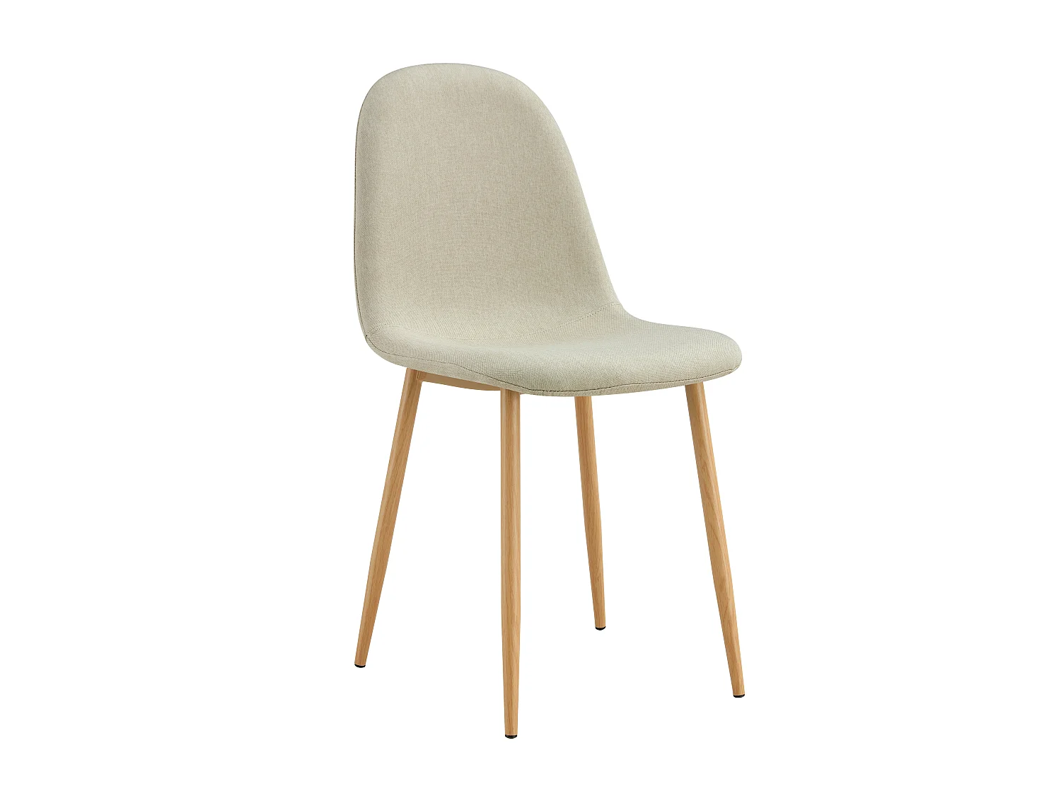 Ensemble table ronde chêne 100 cm + 4 chaises tissu beige JESSICA