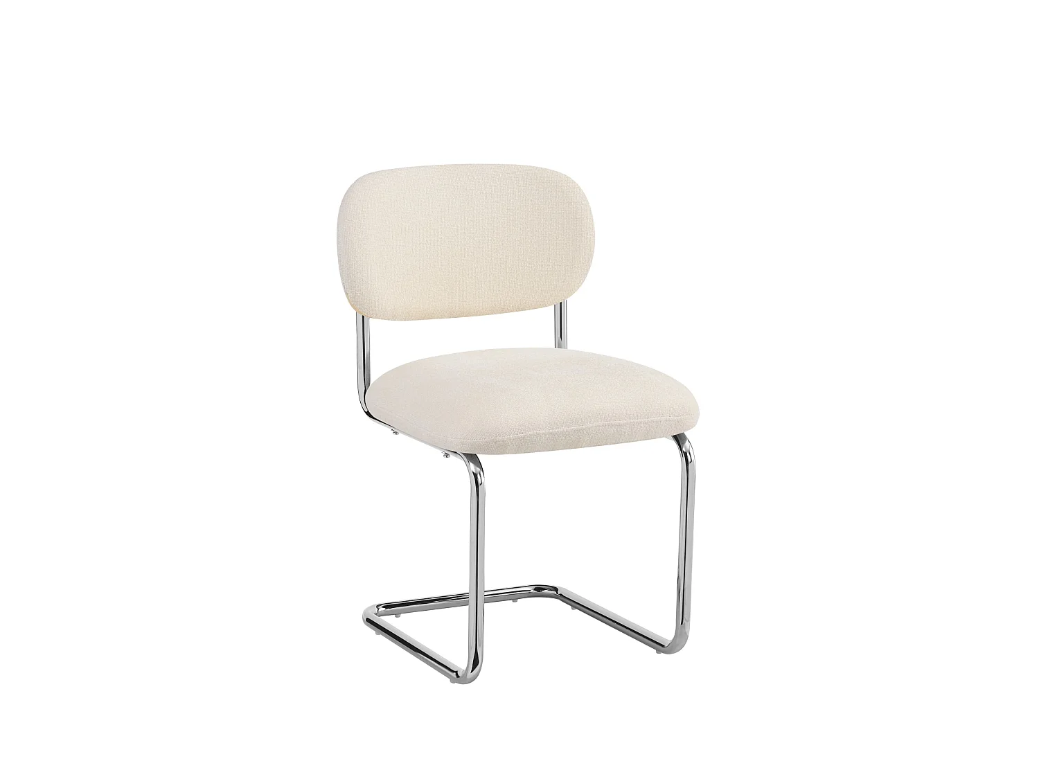 Lot de 4 chaises salle à manger tissu beige, pied chrome - ARC