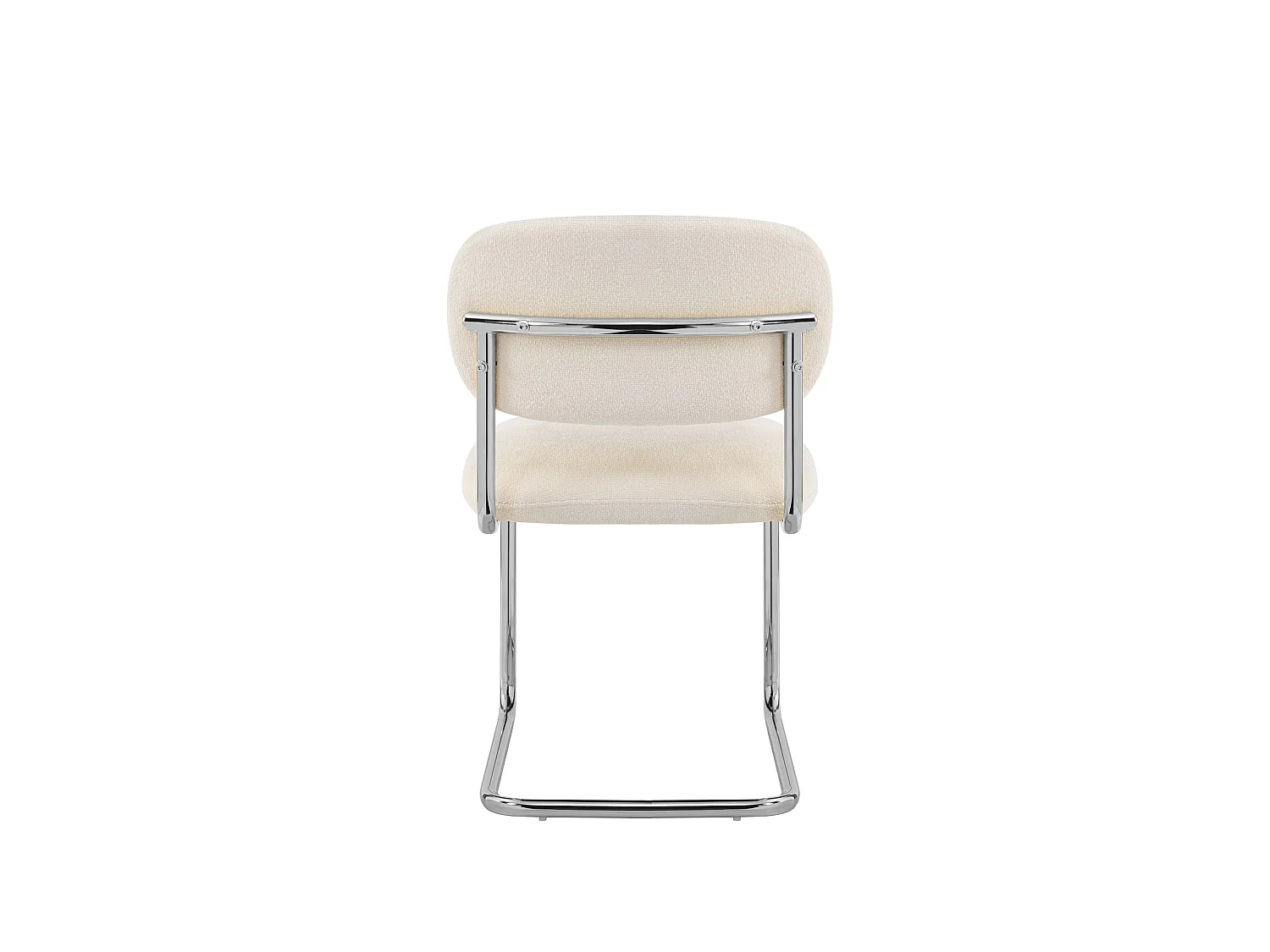Lot de 4 chaises salle à manger tissu beige, pied chrome - ARC