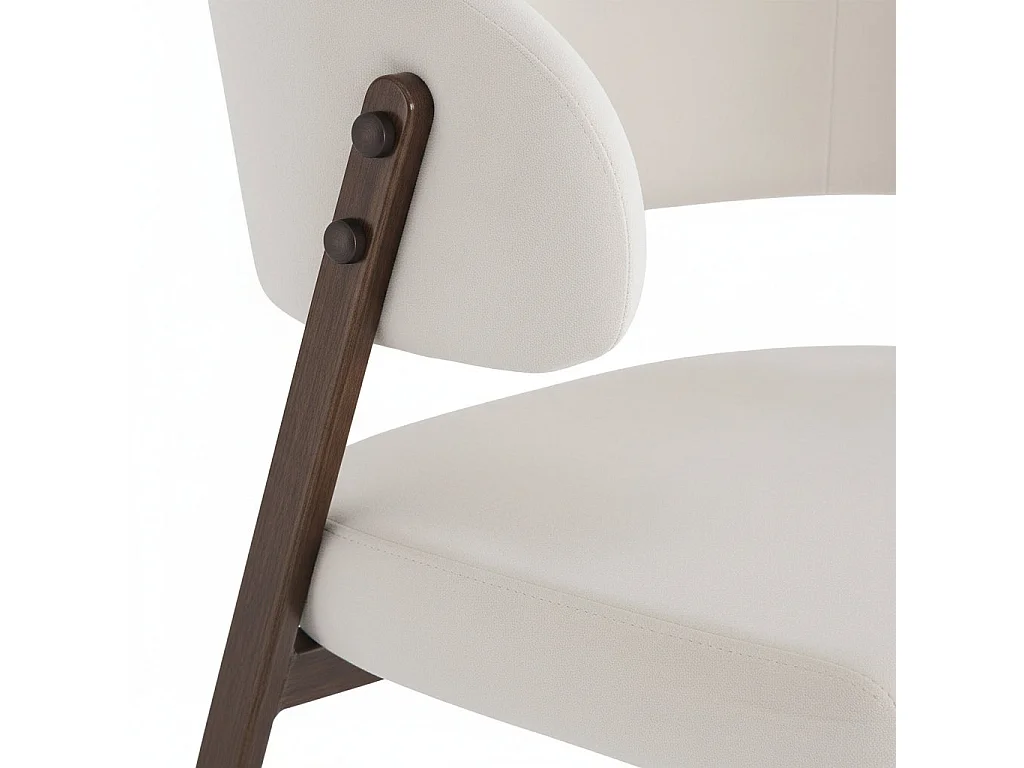 Lot de 4 chaises salle à manger velours beige pieds effet noyer métal LAMIA
