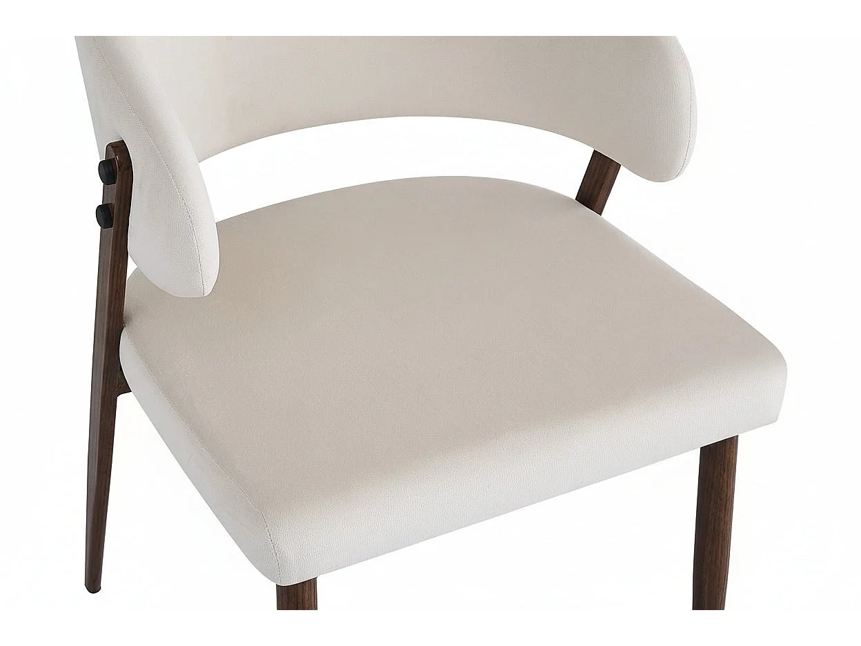 Lot de 4 chaises salle à manger velours beige pieds effet noyer métal LAMIA