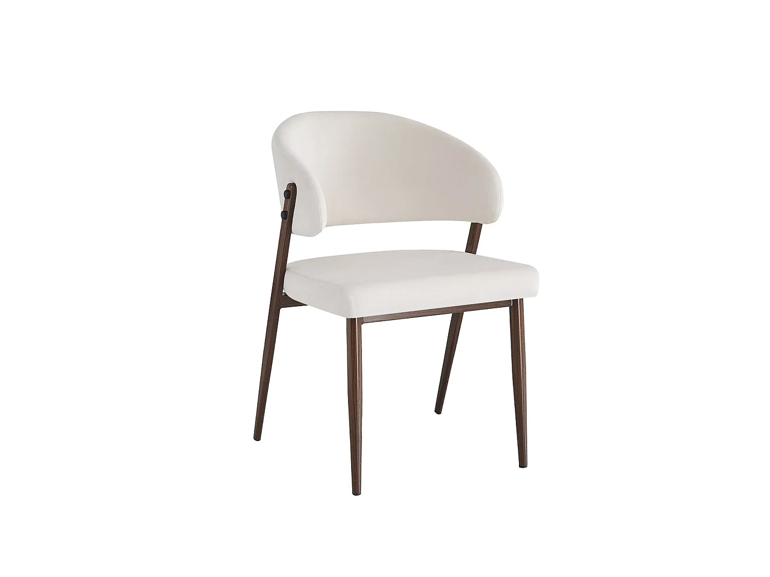 Lot de 4 chaises salle à manger velours beige pieds effet noyer métal LAMIA