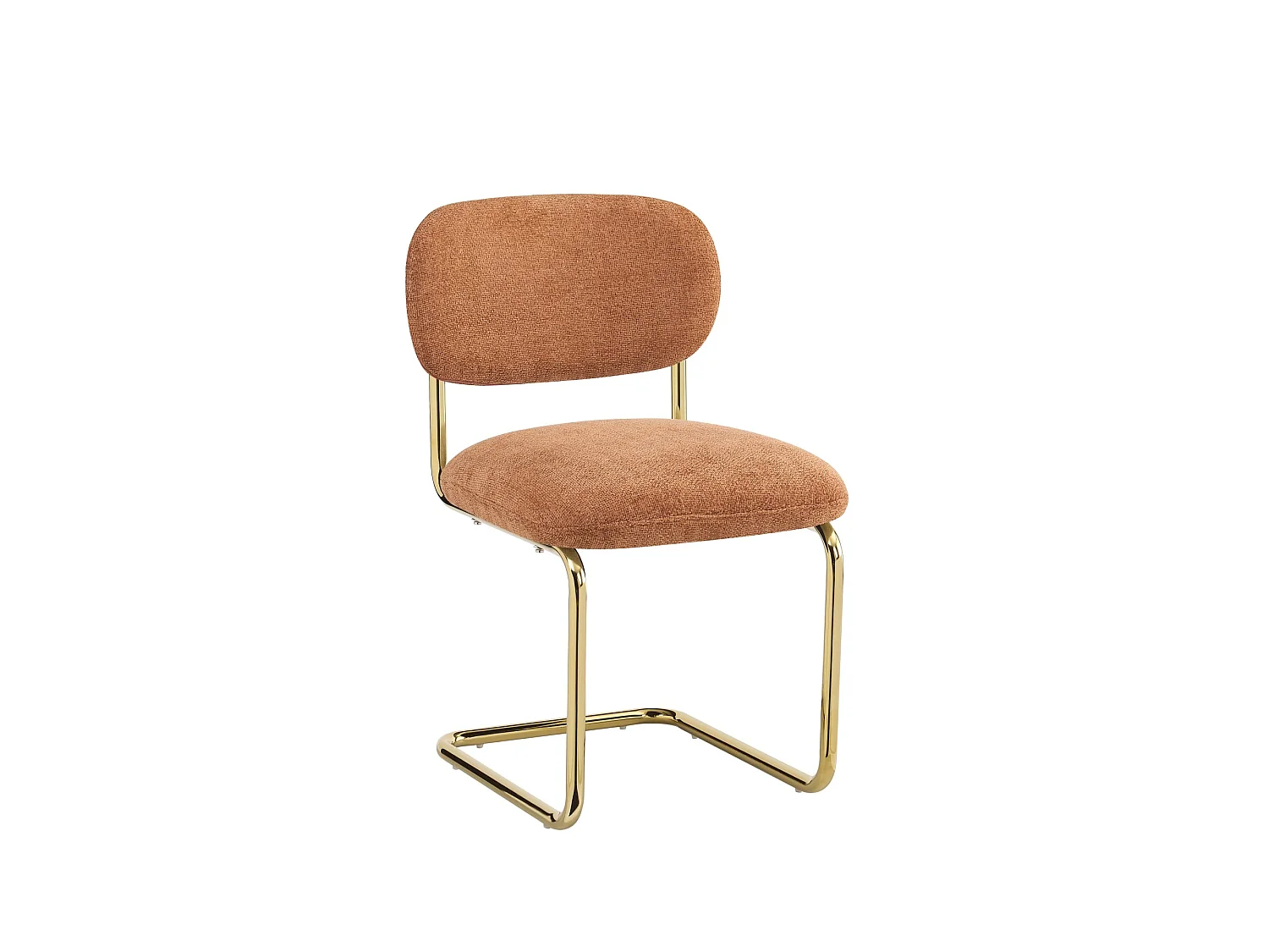 Lot de 4 chaises salle à manger tissu terracotta, pied doré - ARC