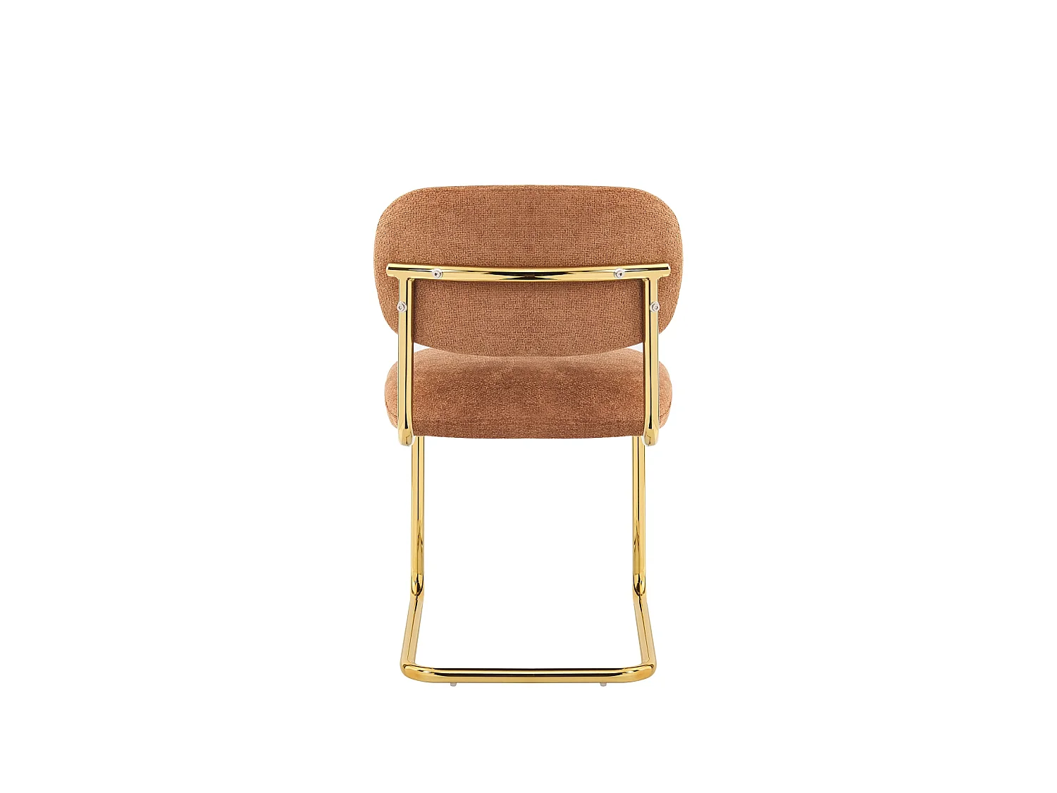 Lot de 4 chaises salle à manger tissu terracotta, pied doré - ARC