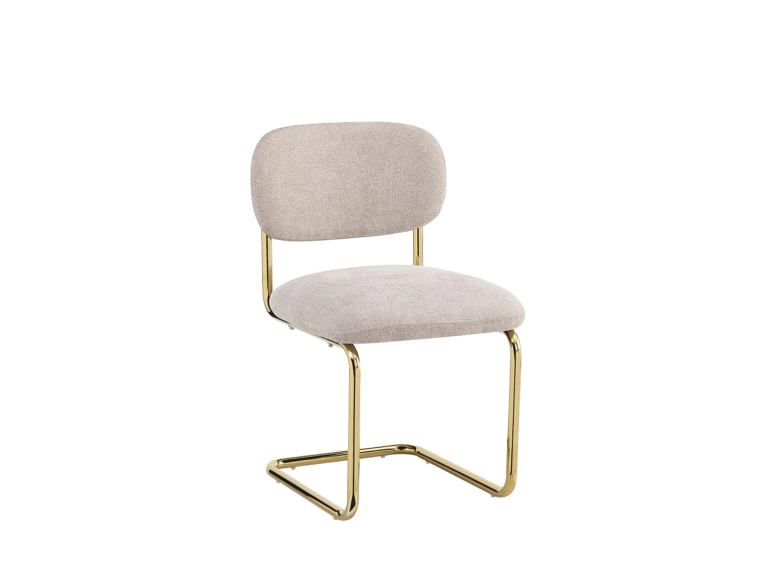 Lot de 4 chaises salle à manger tissu marron glacé, pied doré - ARC