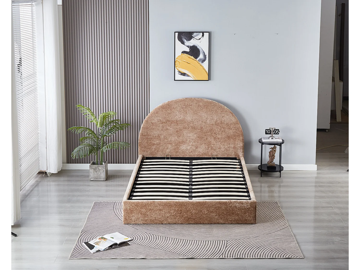 Lit Double Coffre Polaire Moka 140x190 cm