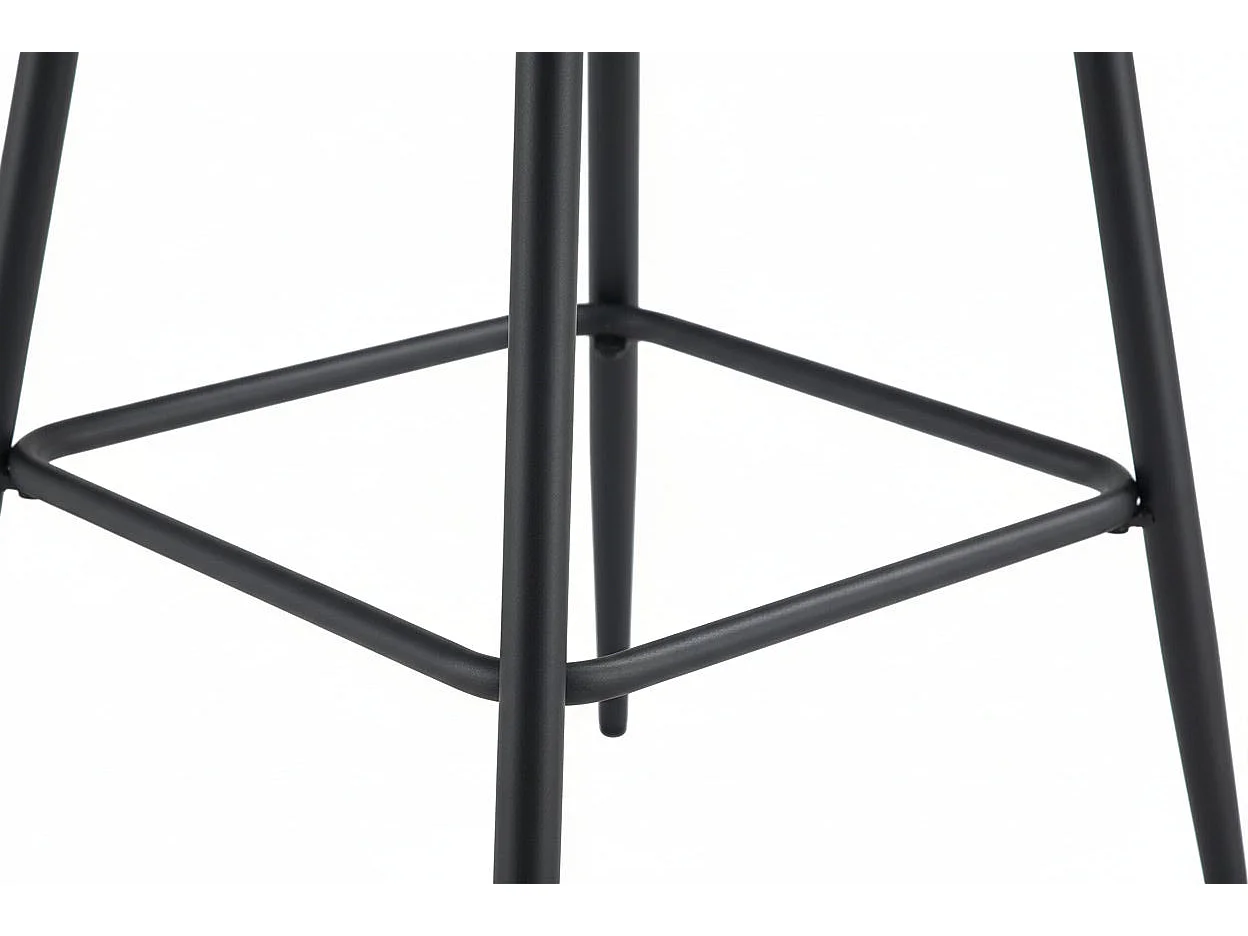 Lot 2 Tabourets de Bar Teddy Velours Taupe Pieds Métal Noir 47x36x98cm