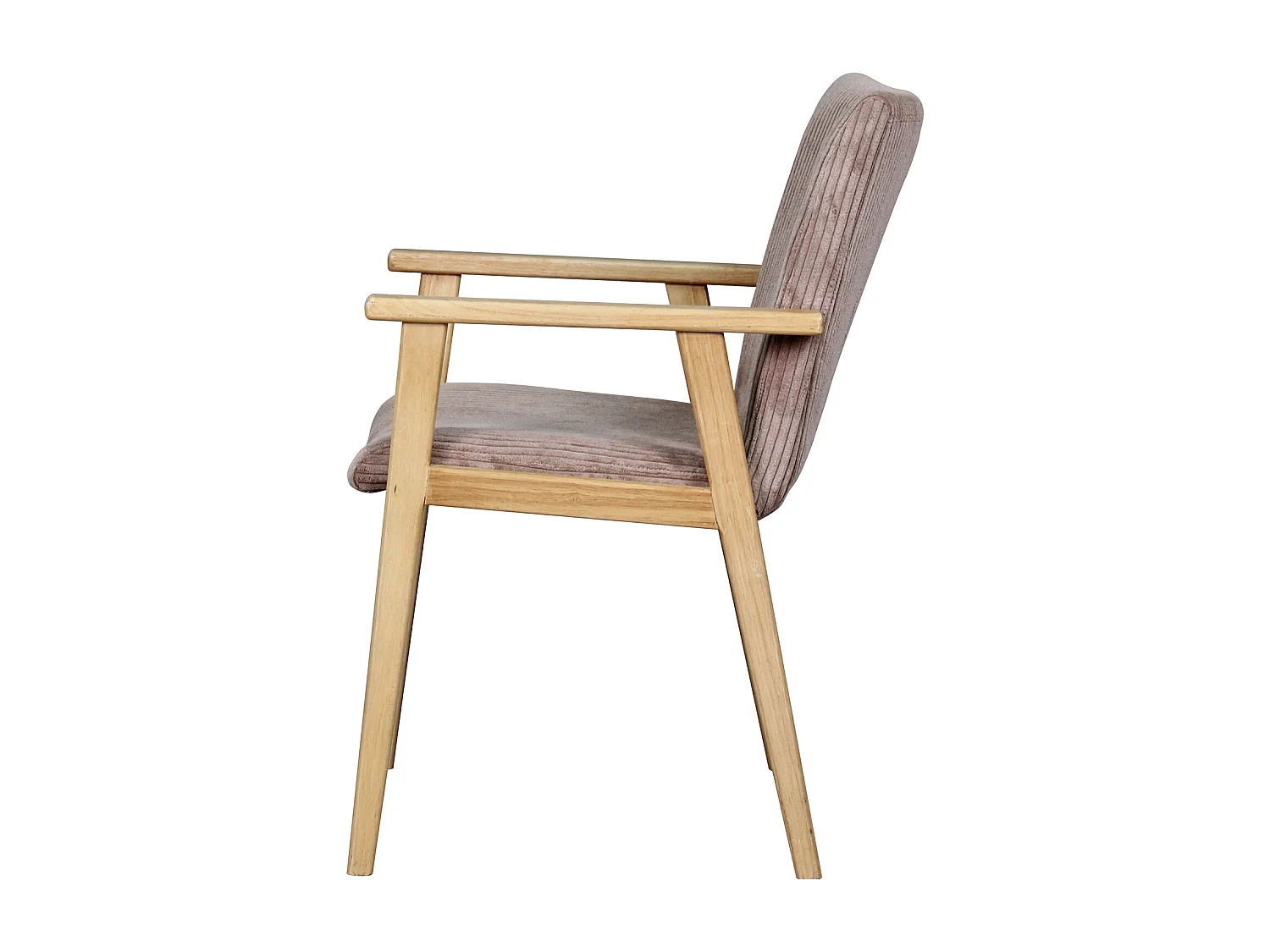 Lot de 6 chaises avec accoudoirs en velours côtelé et bois d'hévéa - Taupe - FILDON