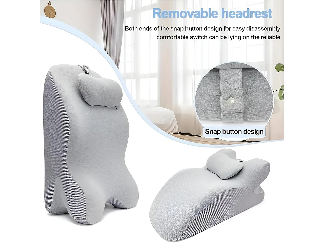 Nettlife Oreiller mousse mémoire lavable, respirant, 3 postures (côté/dos/ventre), ergonomique, multifonction., 24 cm 1,575 kg 19,4 cm, Dimensions du produit