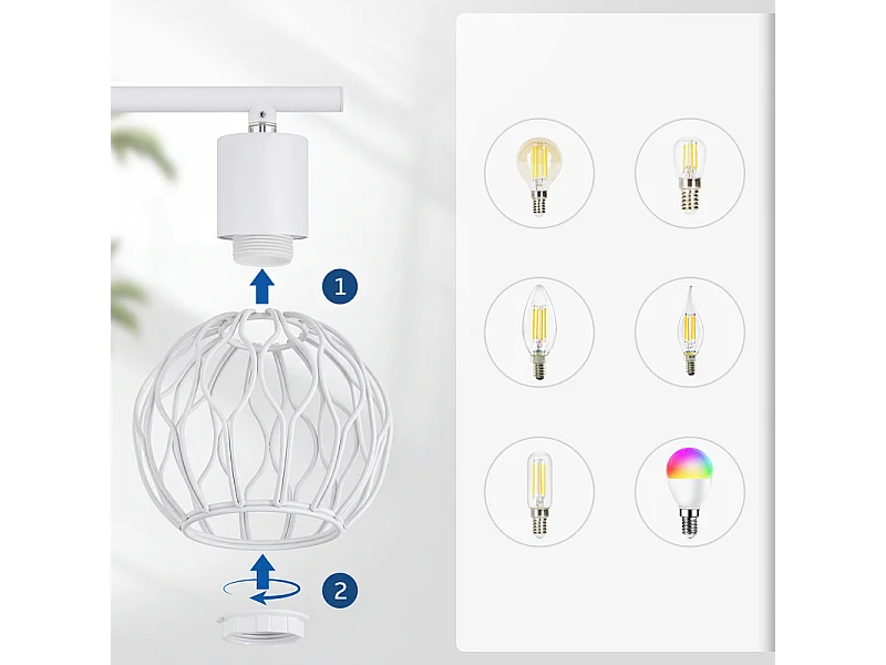 NETTLIFE Spot plafond 3x blanc E14 métal orientable sans ampoule