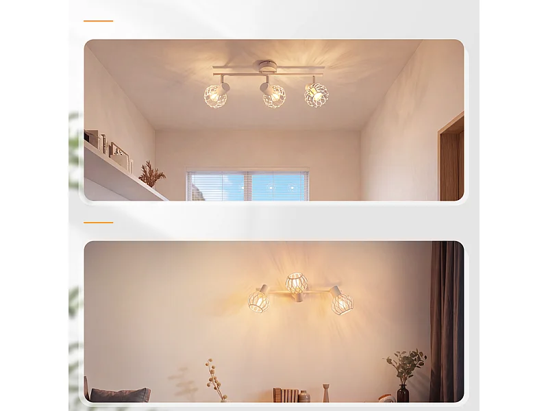 NETTLIFE Spot plafond 3x blanc E14 métal orientable sans ampoule