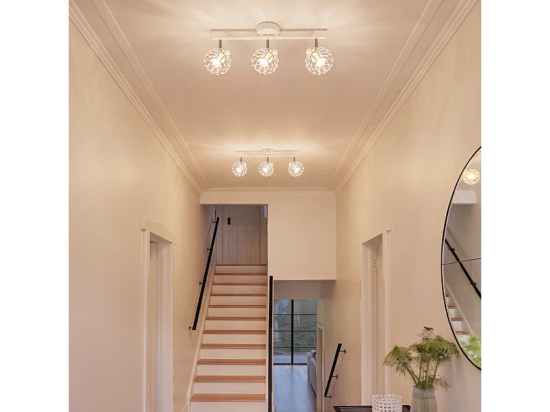 NETTLIFE Spot plafond 3x blanc E14 métal orientable sans ampoule