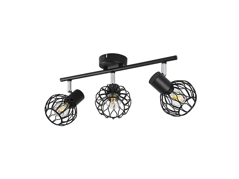 NETTLIFE Spot plafond 3 lumières noir E14 métal orientable 350° sans ampoule