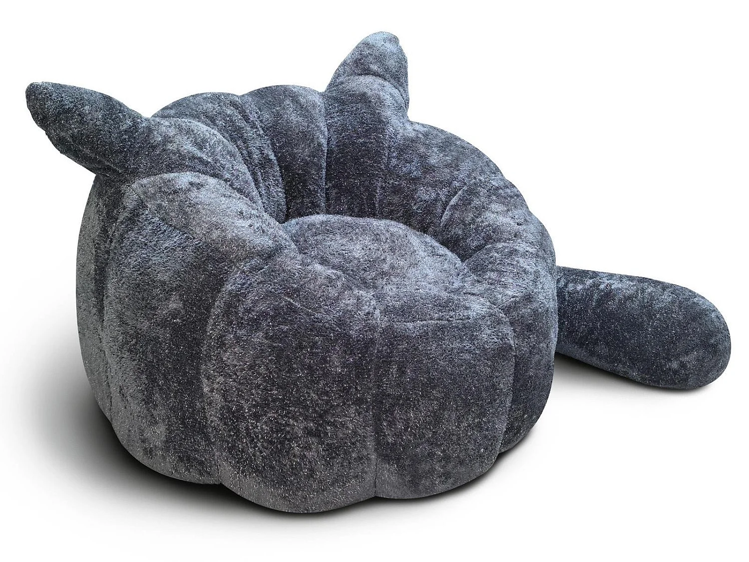 Zitzak Volwassenen Vos Grijs Glitter - Bean Bag Stoel van Flanel met Oren & Staart