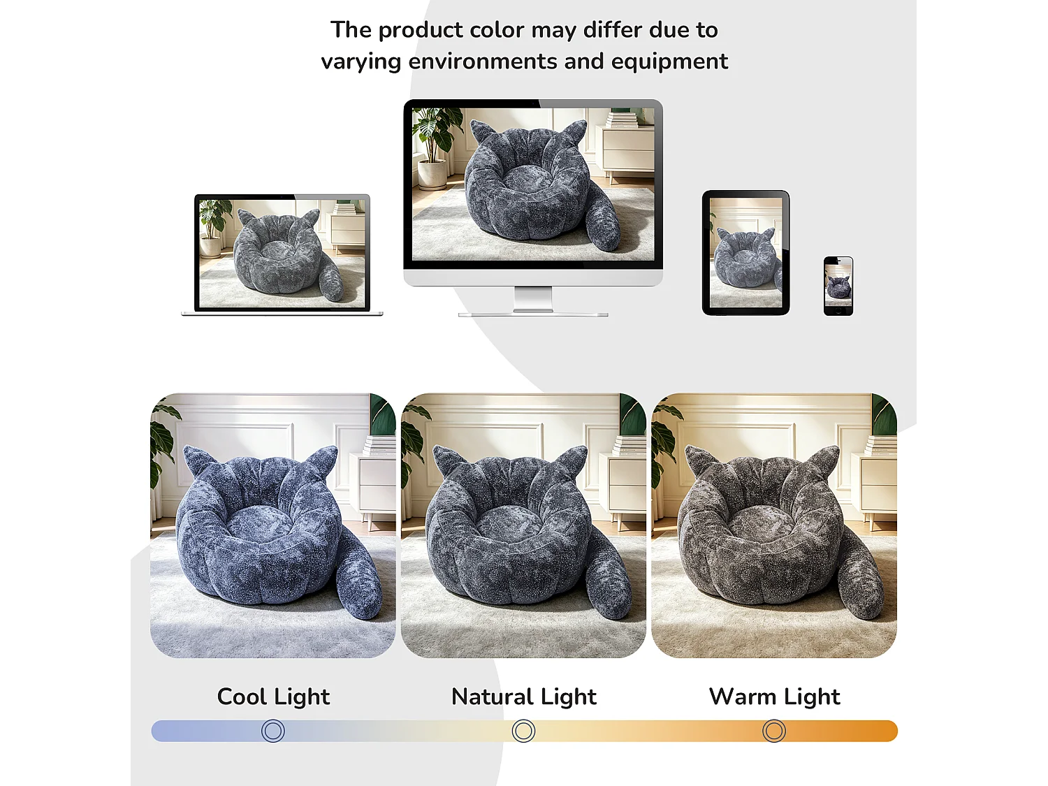 Zitzak Volwassenen Vos Grijs Glitter - Bean Bag Stoel van Flanel met Oren & Staart