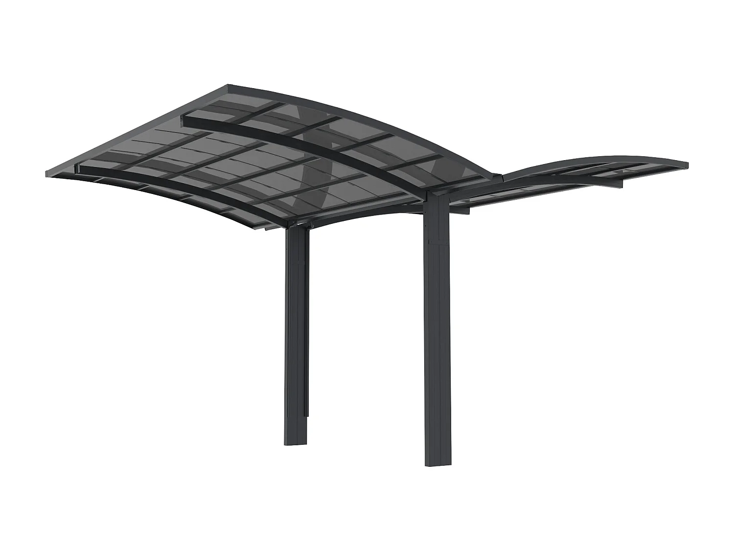Carport pergola autoportant forme papillon en aluminium - 2 voitures - 30m²  - gris anthracite – ALUVIO