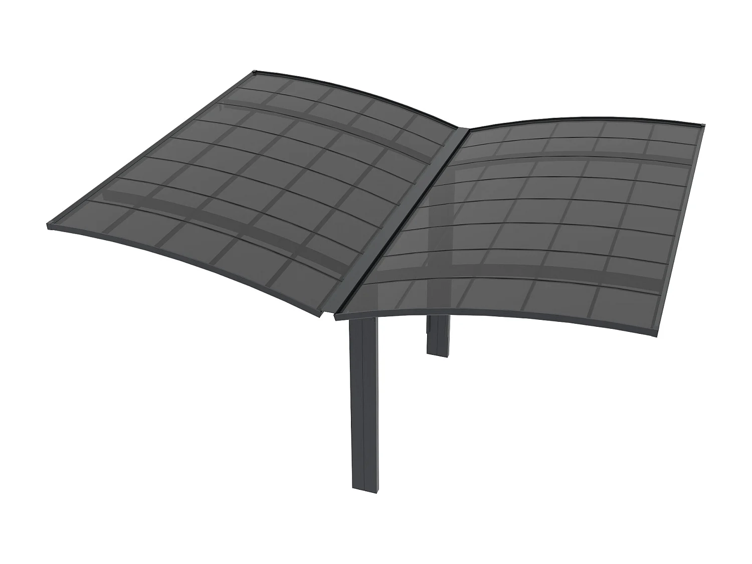 Carport pergola autoportant forme papillon en aluminium - 2 voitures - 30m²  - gris anthracite – ALUVIO