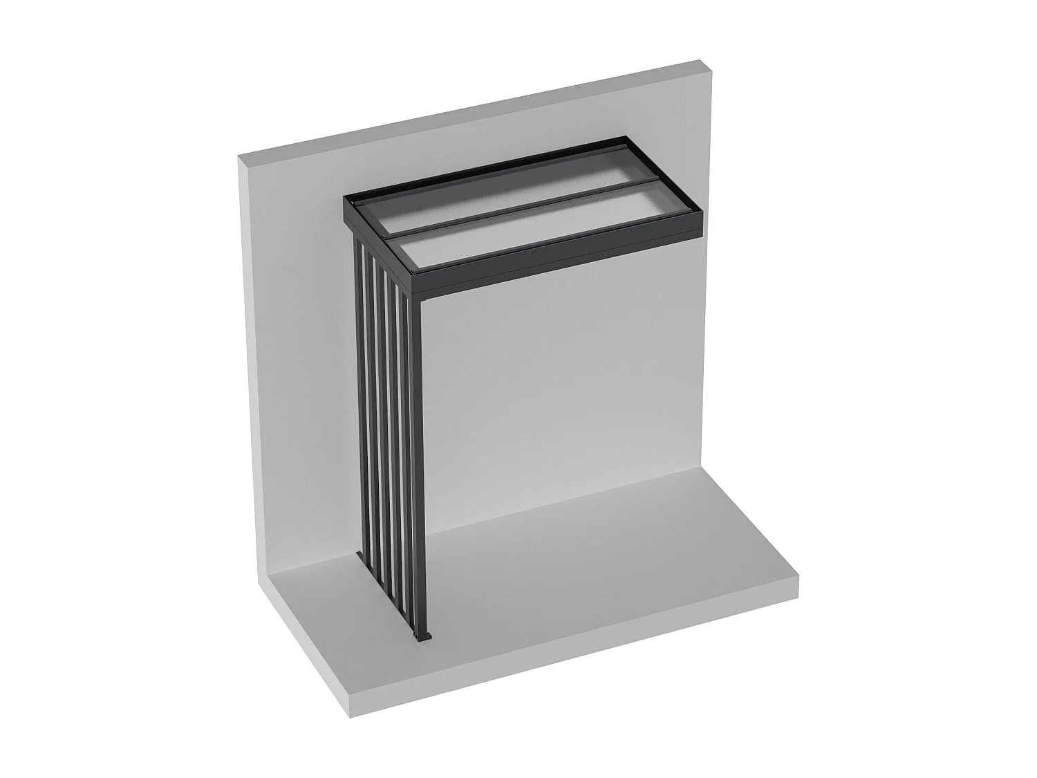 Auvent de porte en aluminium avec claustra et un poteau - gris anthracite - L160 x l90 x H238cm - NORADO