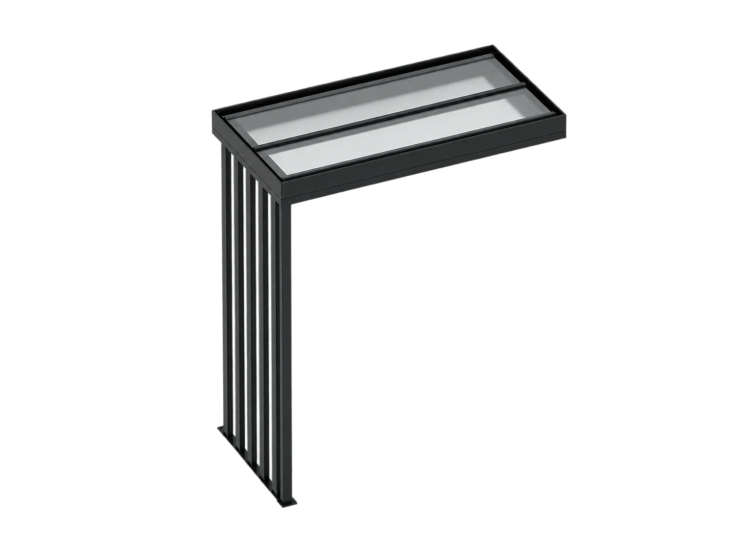 Toldo de porta em alumínio com claustra e um poste - cinza antracite - C.160 x L.90 x A.238 cm
