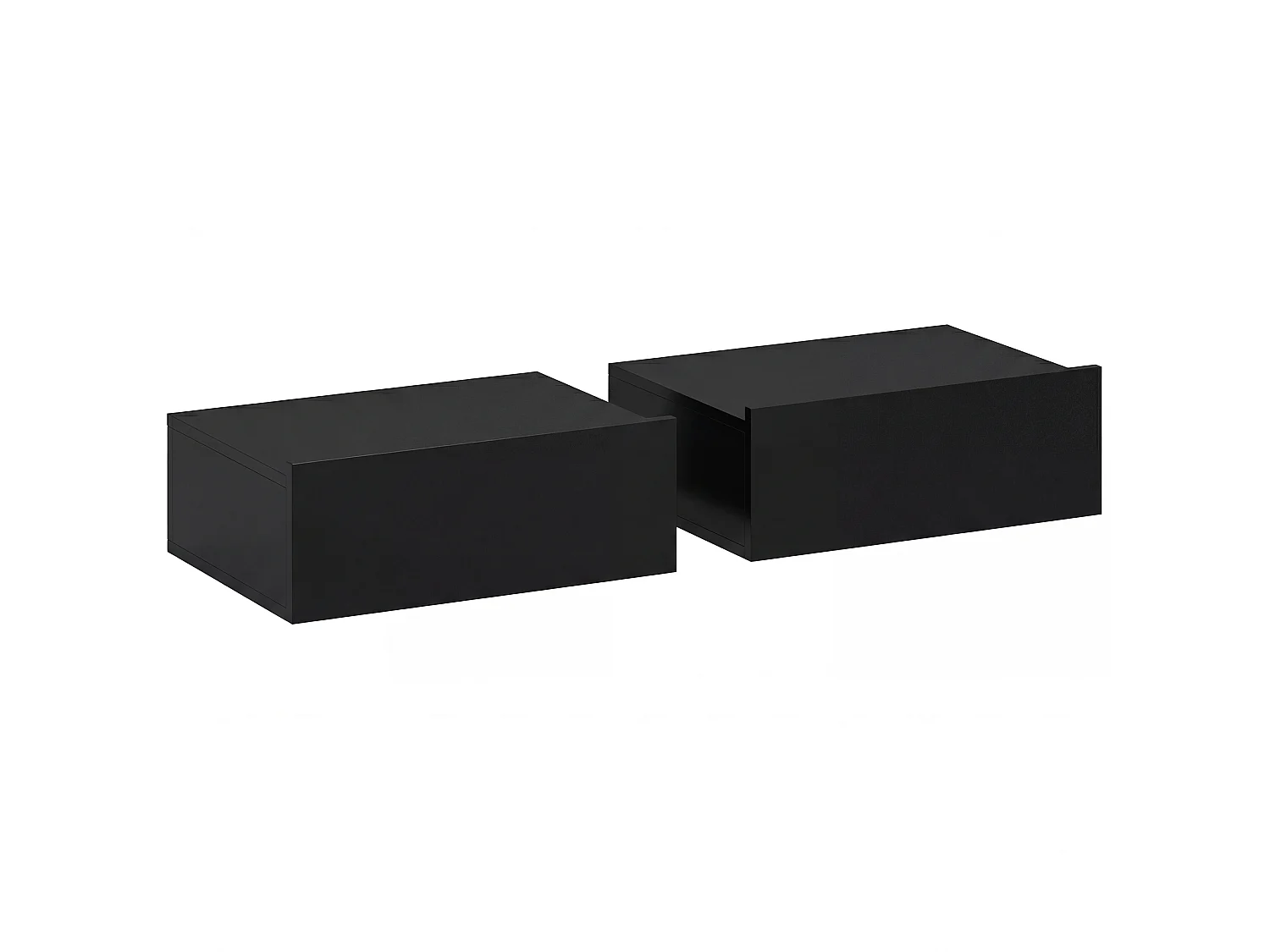 Lot de 2 chevets suspendus - tables de nuit - tiroir coulissant, plateau - noir