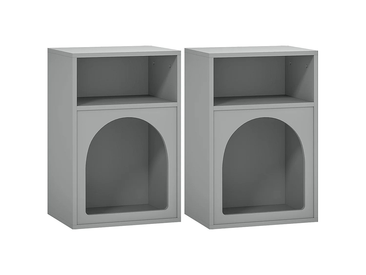 Lot de 2 chevets tables de nuit design tendance troglodyte 2 niches gris