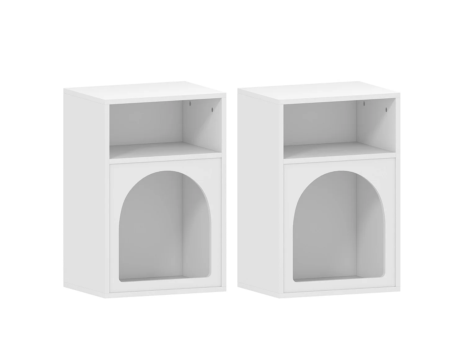 Lot de 2 chevets tables de nuit design tendance troglodyte 2 niches dim. 40 x 30 x 60 cm blanc