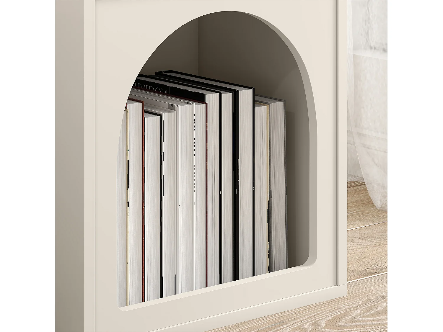 Chevet table de nuit design tendance troglodyte 2 niches dim. 40 x 30 x 60 cm crème