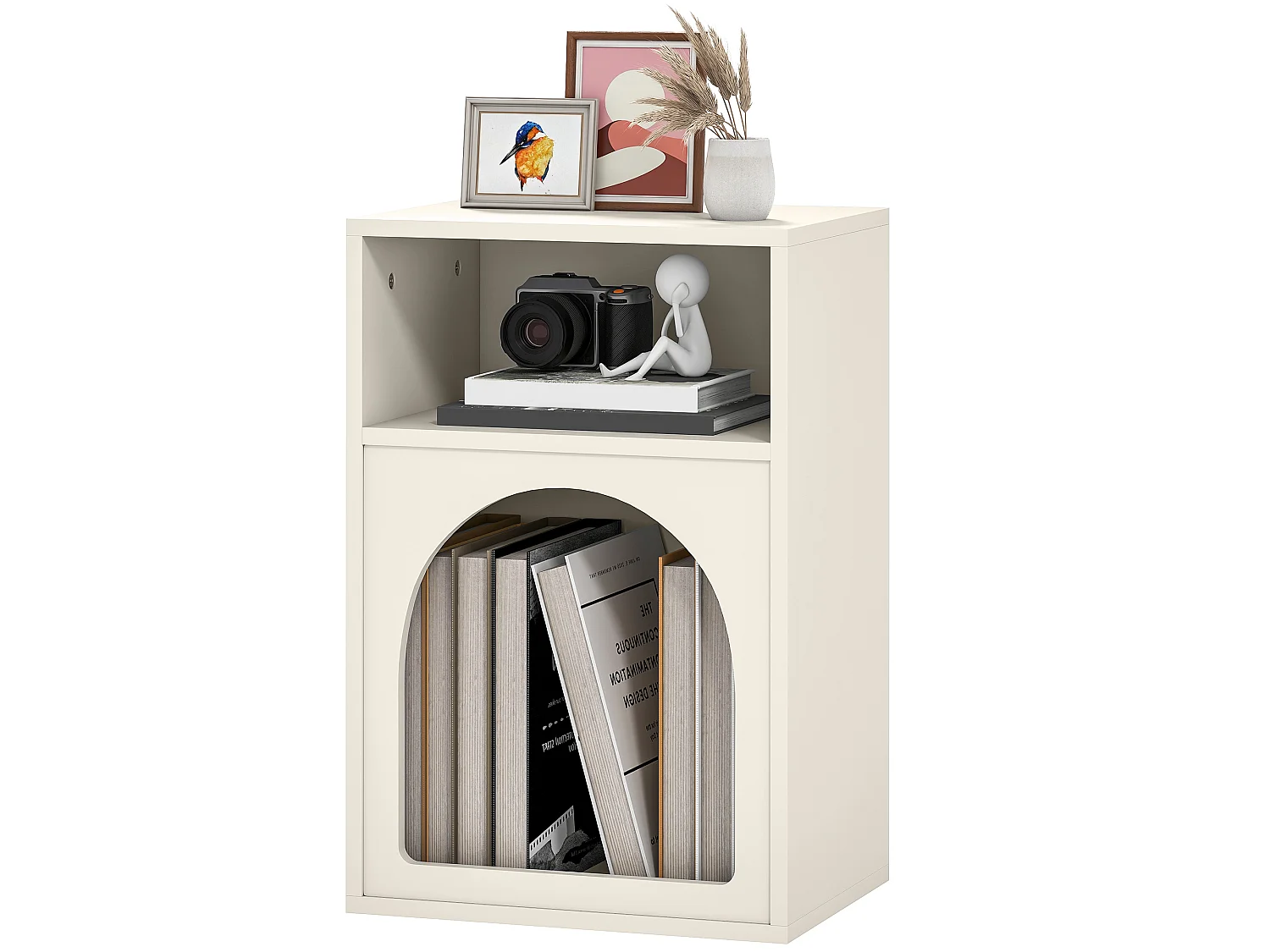 Chevet table de nuit design tendance troglodyte 2 niches dim. 40 x 30 x 60 cm crème