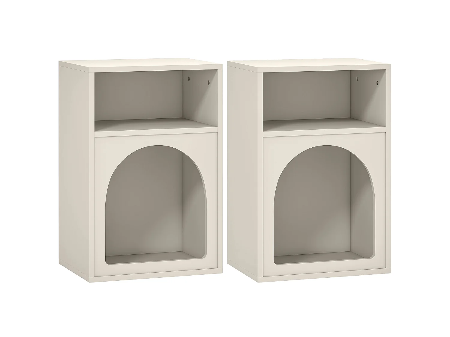 Lot de 2 chevets tables de nuit design tendance troglodyte 2 niches crème