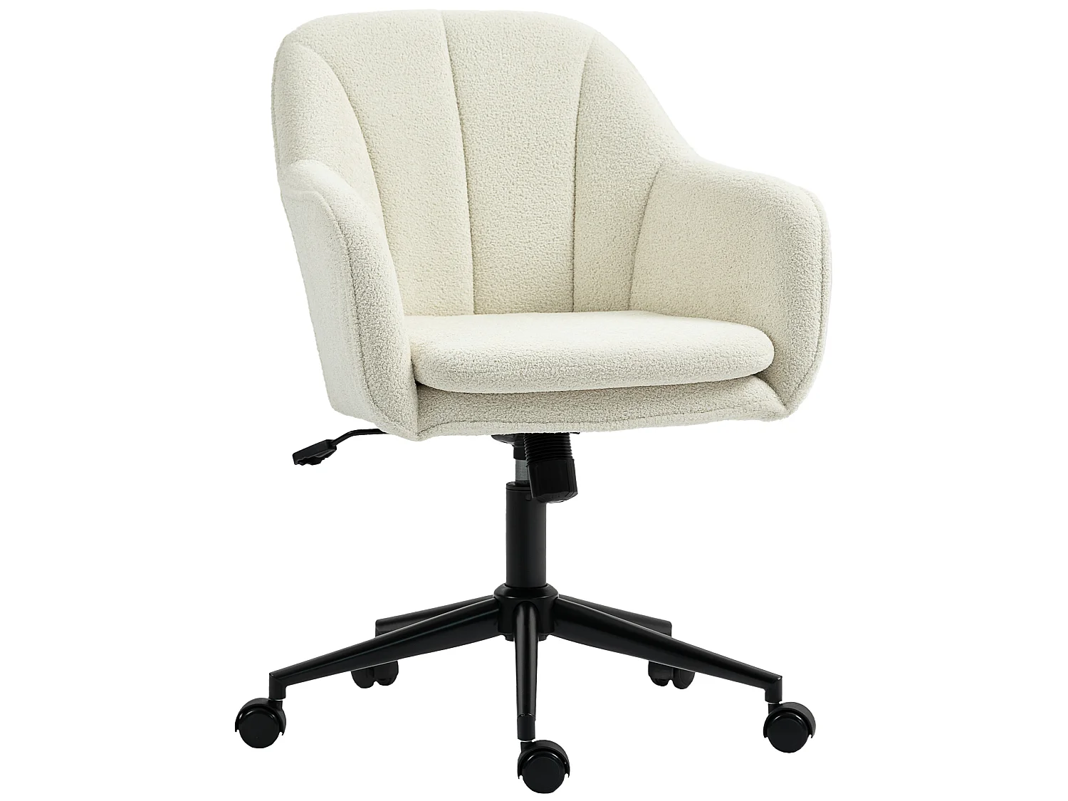 Chaise de bureau design bouclette beige clair piètement acier noir