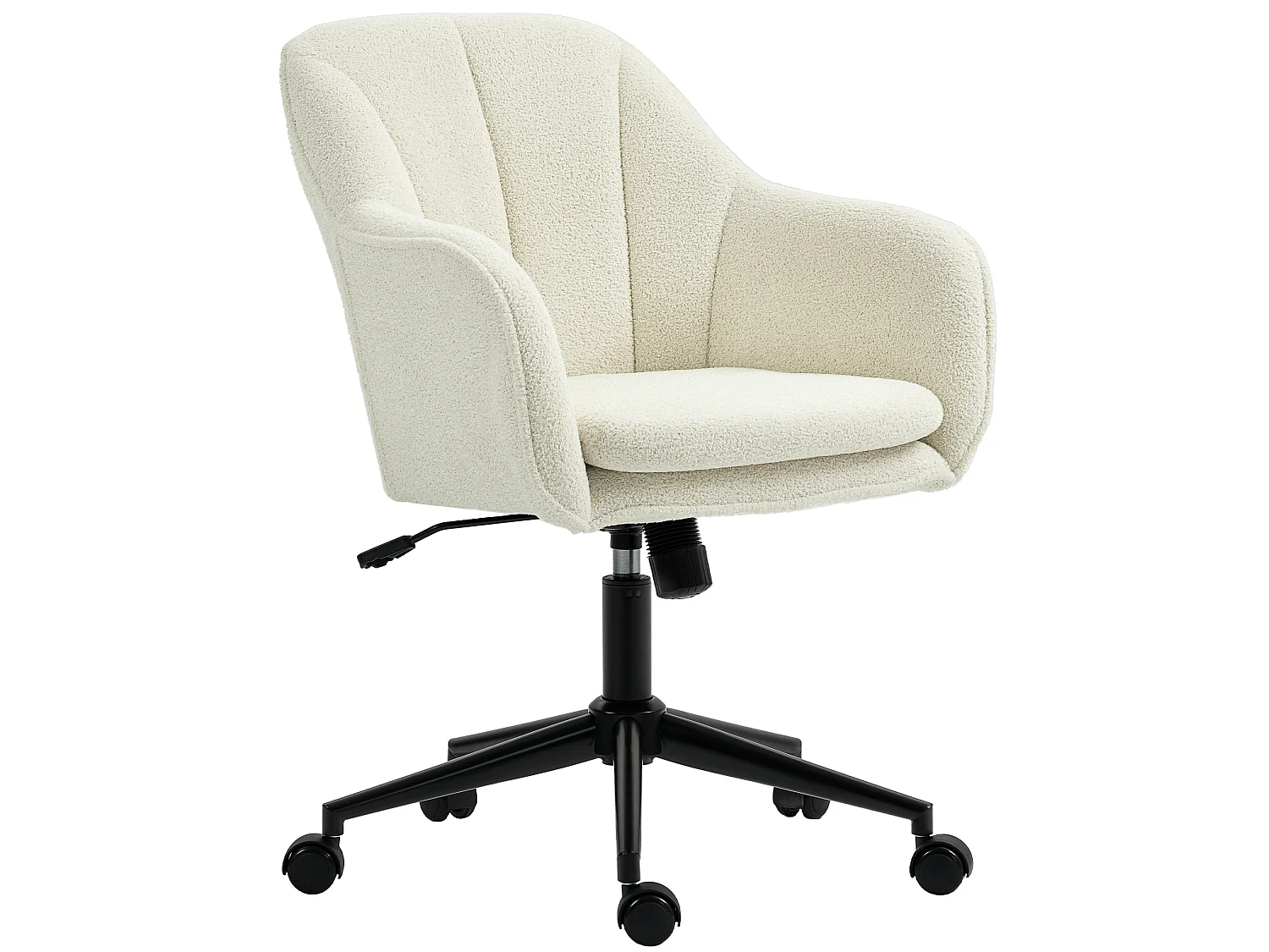 Chaise de bureau design bouclette beige clair piètement acier noir