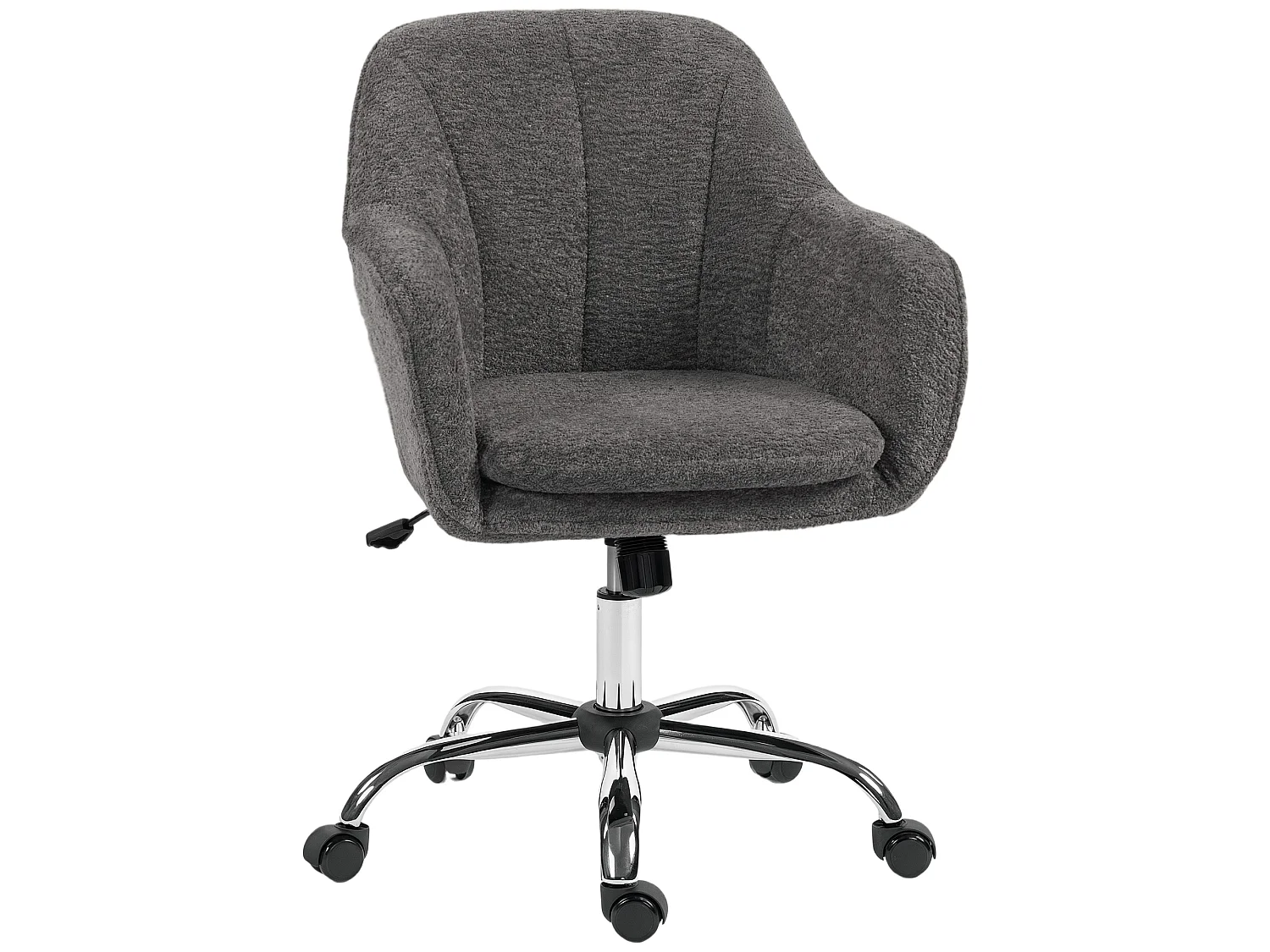 Chaise de bureau design bouclette gris piètement acier chromé