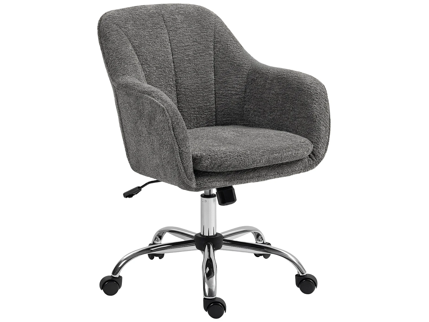 Chaise de bureau design bouclette gris piètement acier chromé