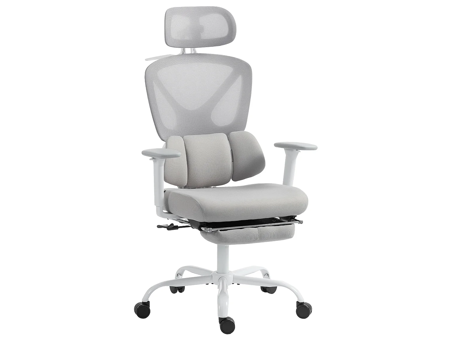 Chaise de bureau ergonomique inclinable soutien lombaire appui-tête accoudoirs 3D réglables gris