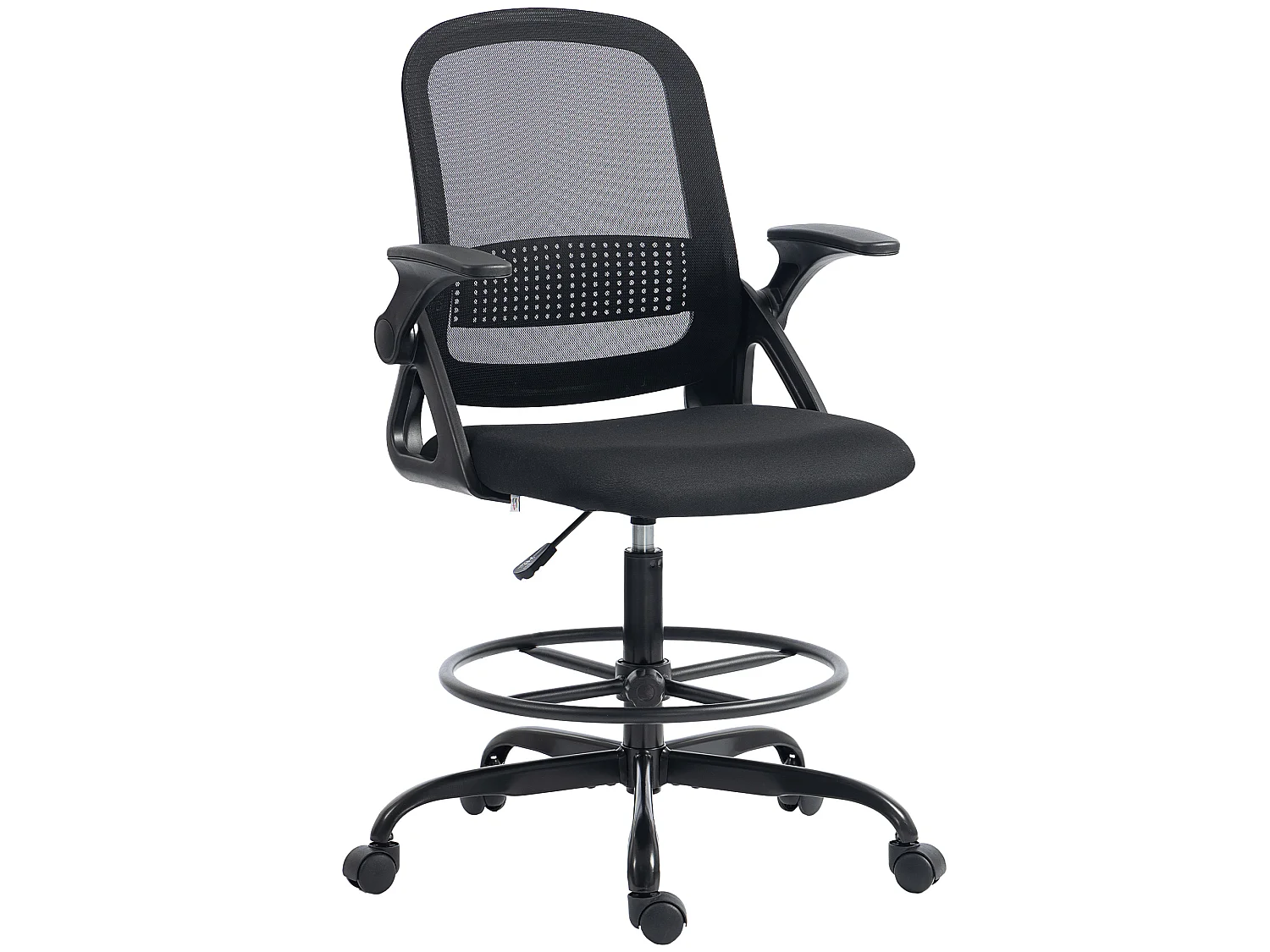 Chaise de bureau accoudoirs rabattables hauteur réglable maille noir