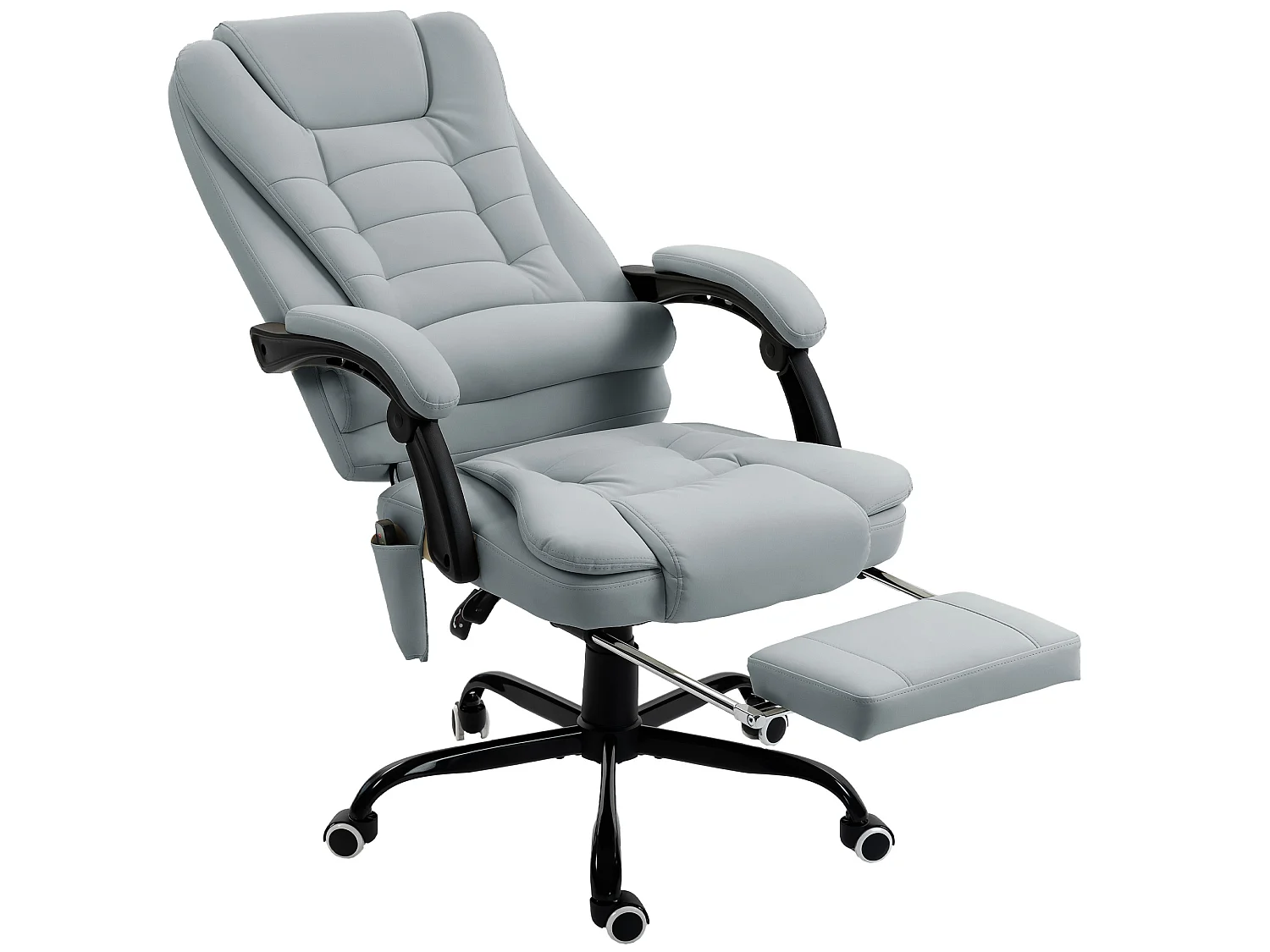 Fauteuil de bureau direction massant inclinable réglable repose-pied coussin lombaires synthétique gris