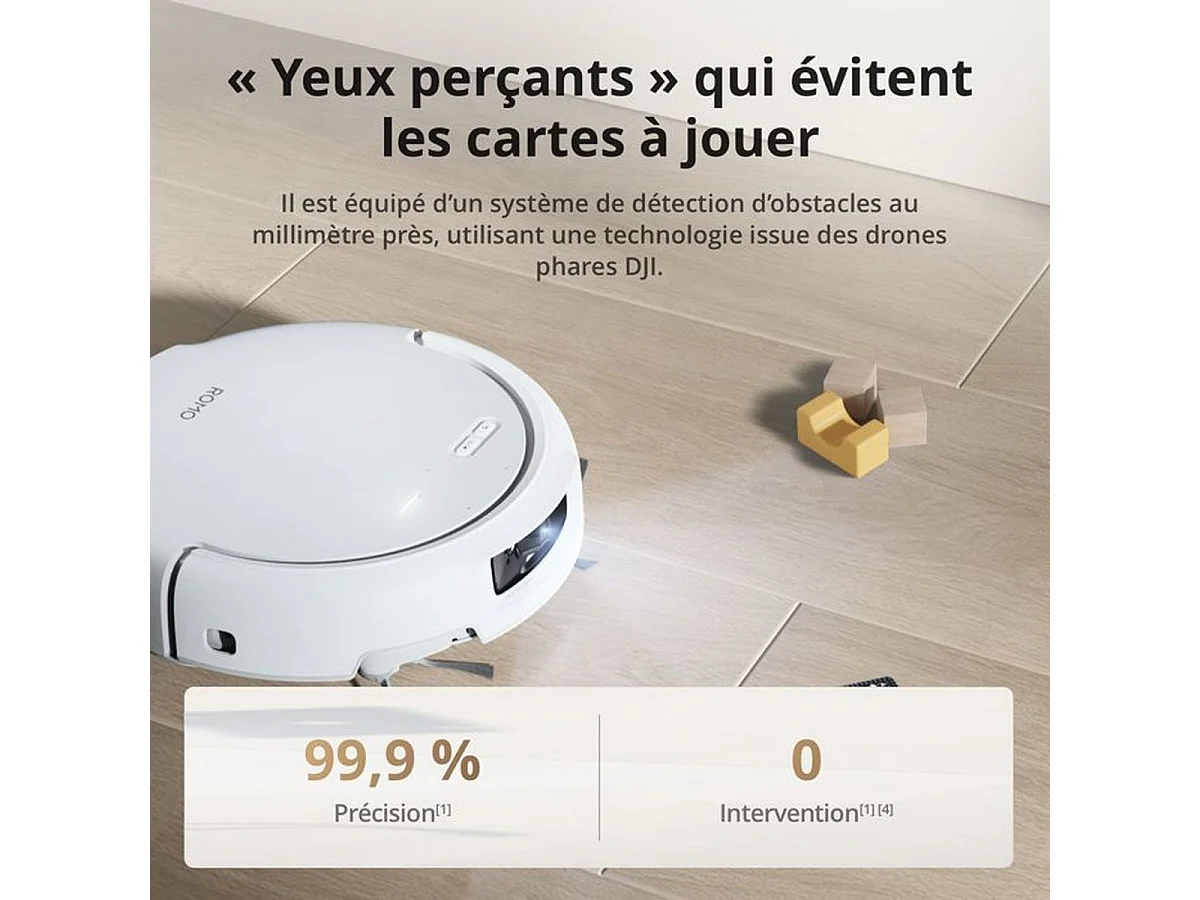 DJI ROMO S Aspirateur laveur robot avec station d'autonettoyage, 25 000 Pa
