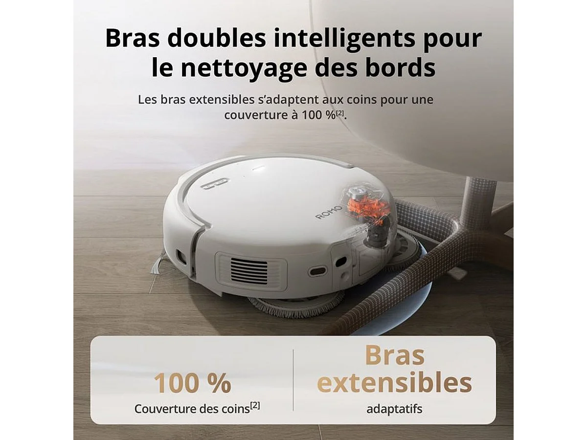 DJI ROMO S Aspirateur laveur robot avec station d'autonettoyage, 25 000 Pa