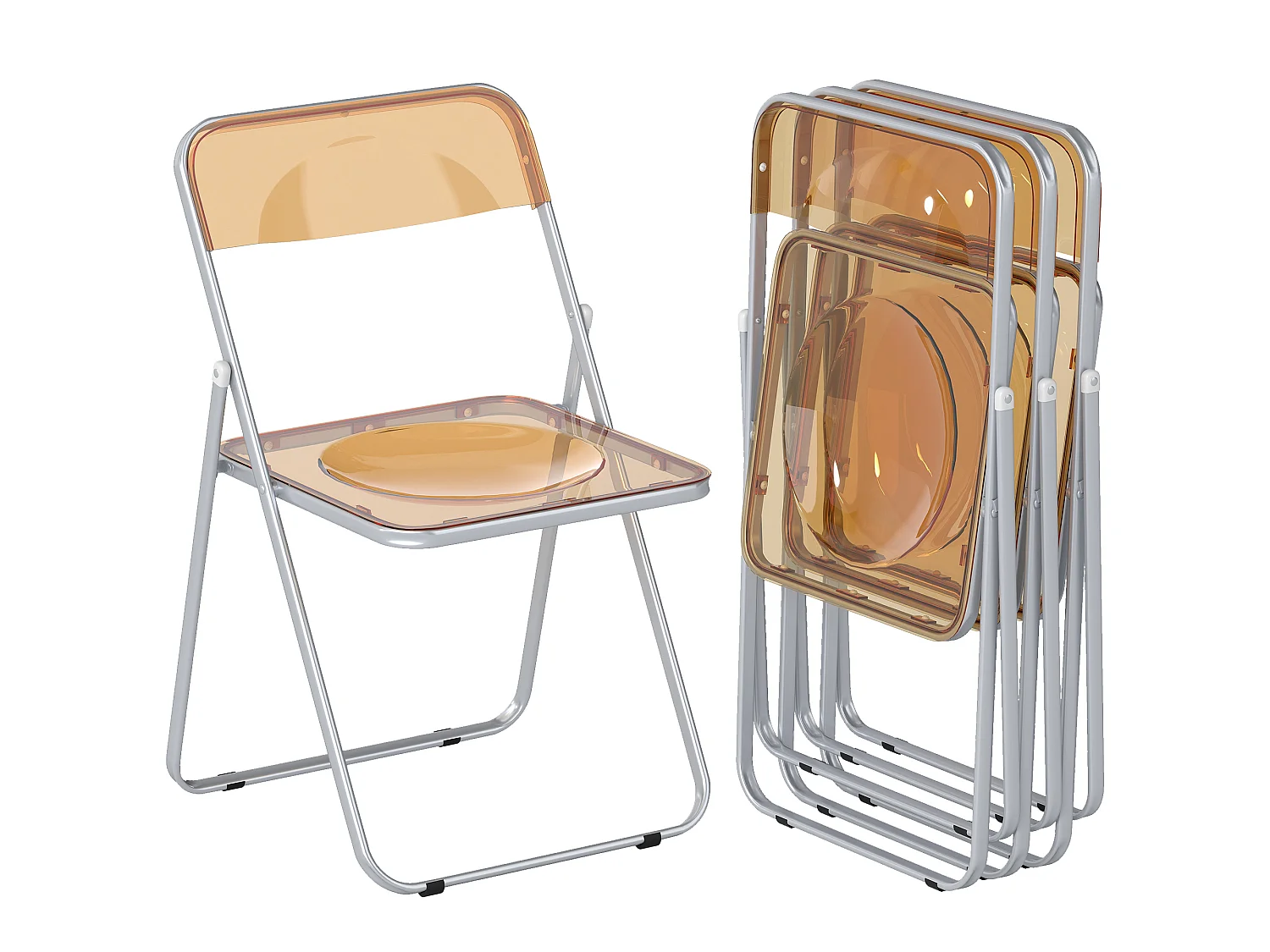 Lot de 4 chaises pliantes acier acrylique fumé