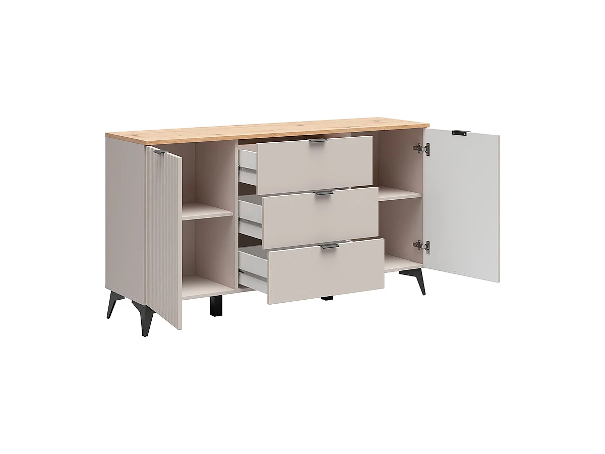 Buffet 2 portes 3 tiroirs Vicky Cachemire et Bois