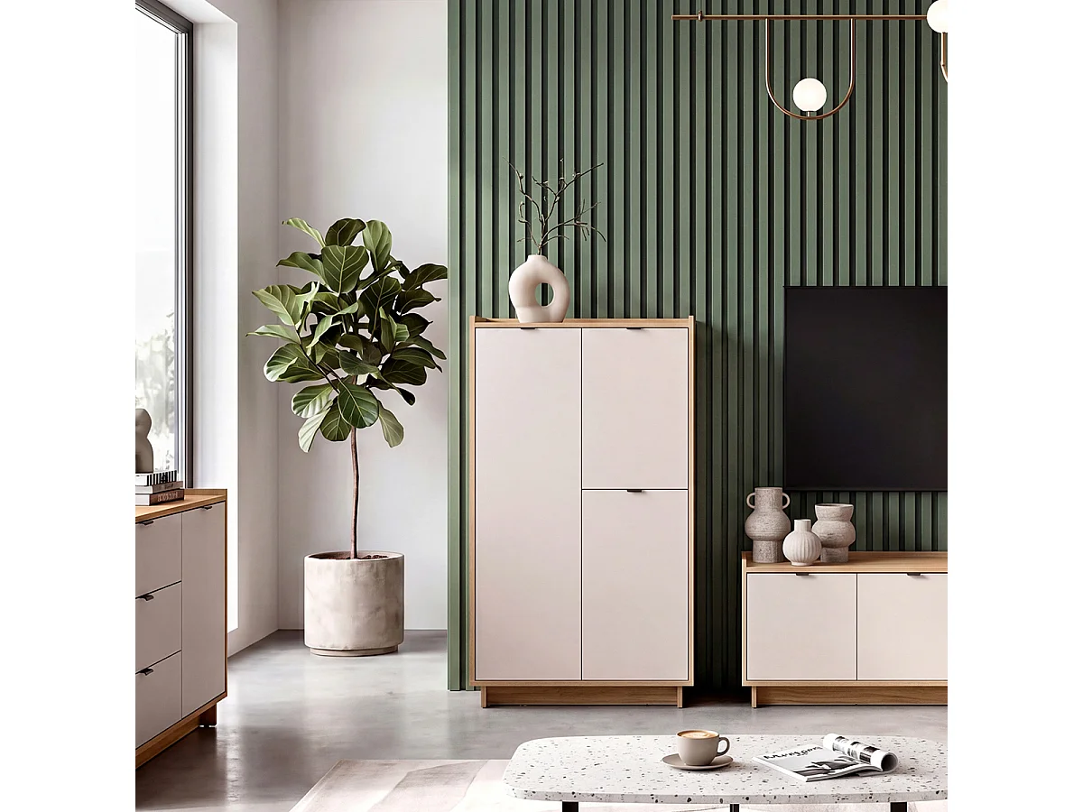Högt sideboard med 3 dörrar Donna Kashmir och Trä