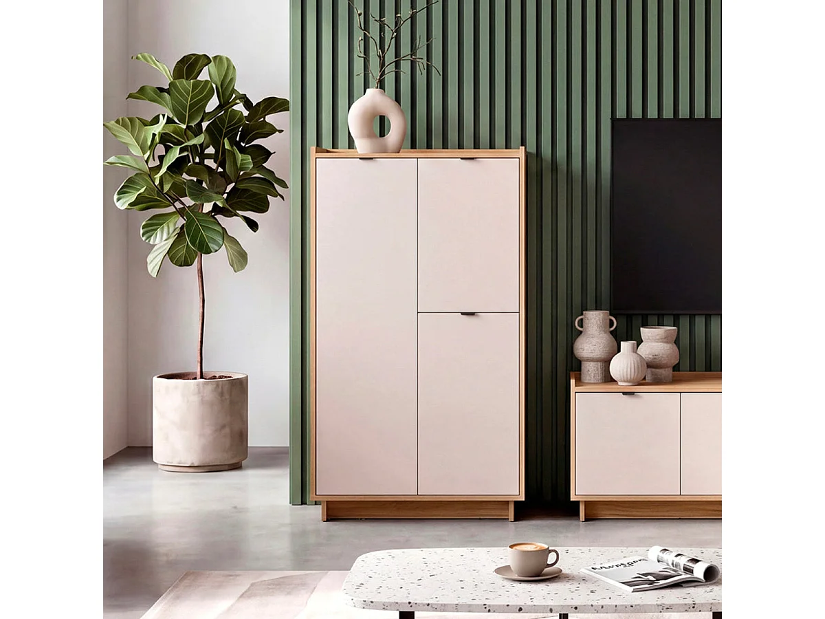 Högt sideboard med 3 dörrar Donna Kashmir och Trä