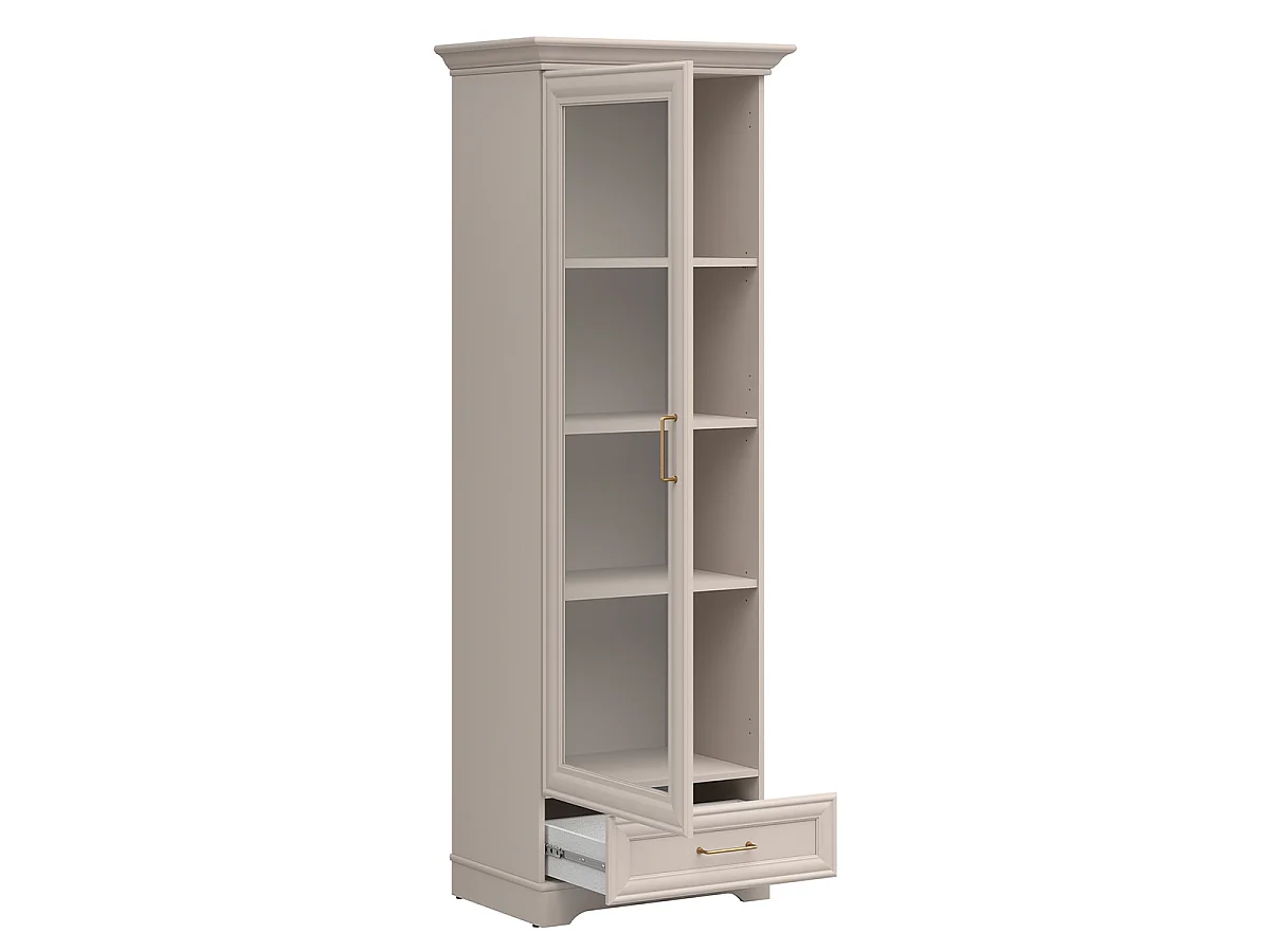 Vitrine 1 porte 1 tiroir Perle Cachemire