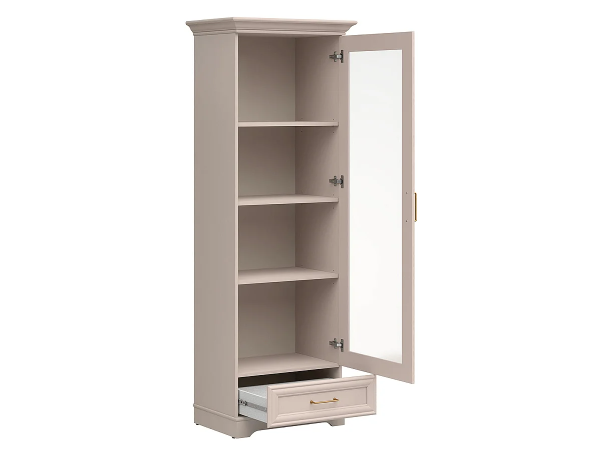 Vitrine 1 porte 1 tiroir Perle Cachemire