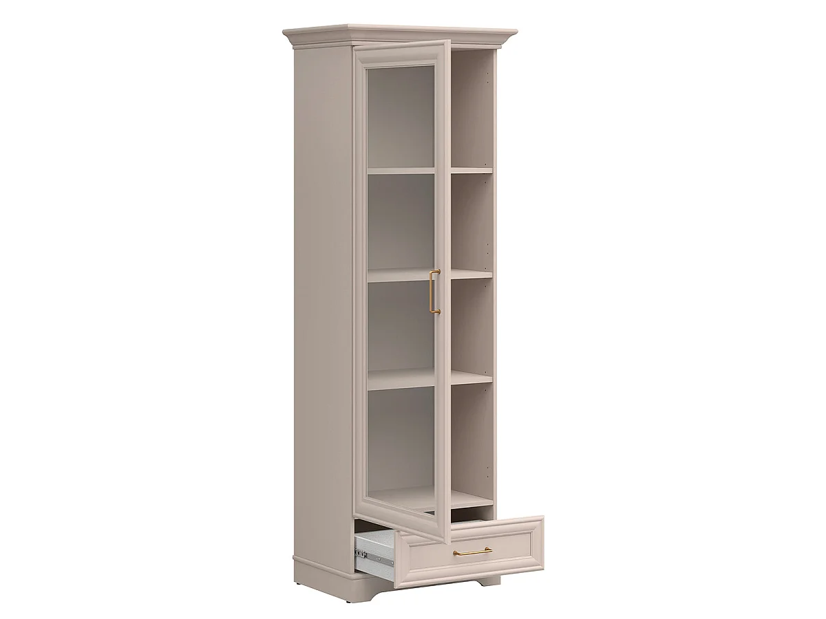 Vitrine 1 porte 1 tiroir Perle Cachemire